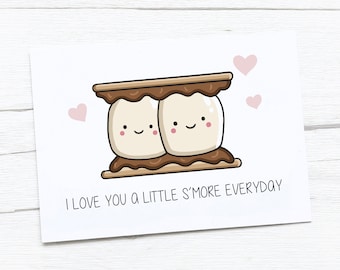 Gelukkige verjaardagskaart | S'mores | Ik hou elke dag meer van jou | Gelukkige Valentijnsdagkaart | Valentijnsdag kaart