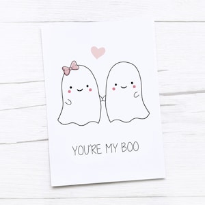 Tarjeta de feliz aniversario / Eres mi Boo / Fantasma / Tarjeta de feliz día de San Valentín / Tarjeta de San Valentín