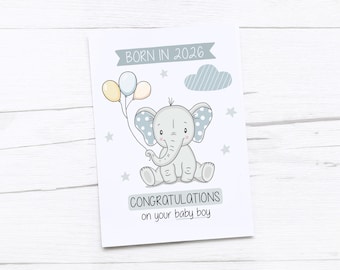 Tarjeta de bebé nuevo / Tarjeta de recién nacido / Felicitaciones bebé / Bebé niño / Nacido en 2026