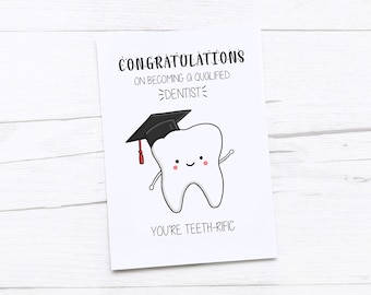 Tarjeta de felicitación del dentista / Graduación del dentista / Tarjeta de dentista calificado / Felicitaciones / Dentista
