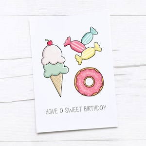Happy Birthday Karte | Süßer Geburtstag | Süßigkeiten