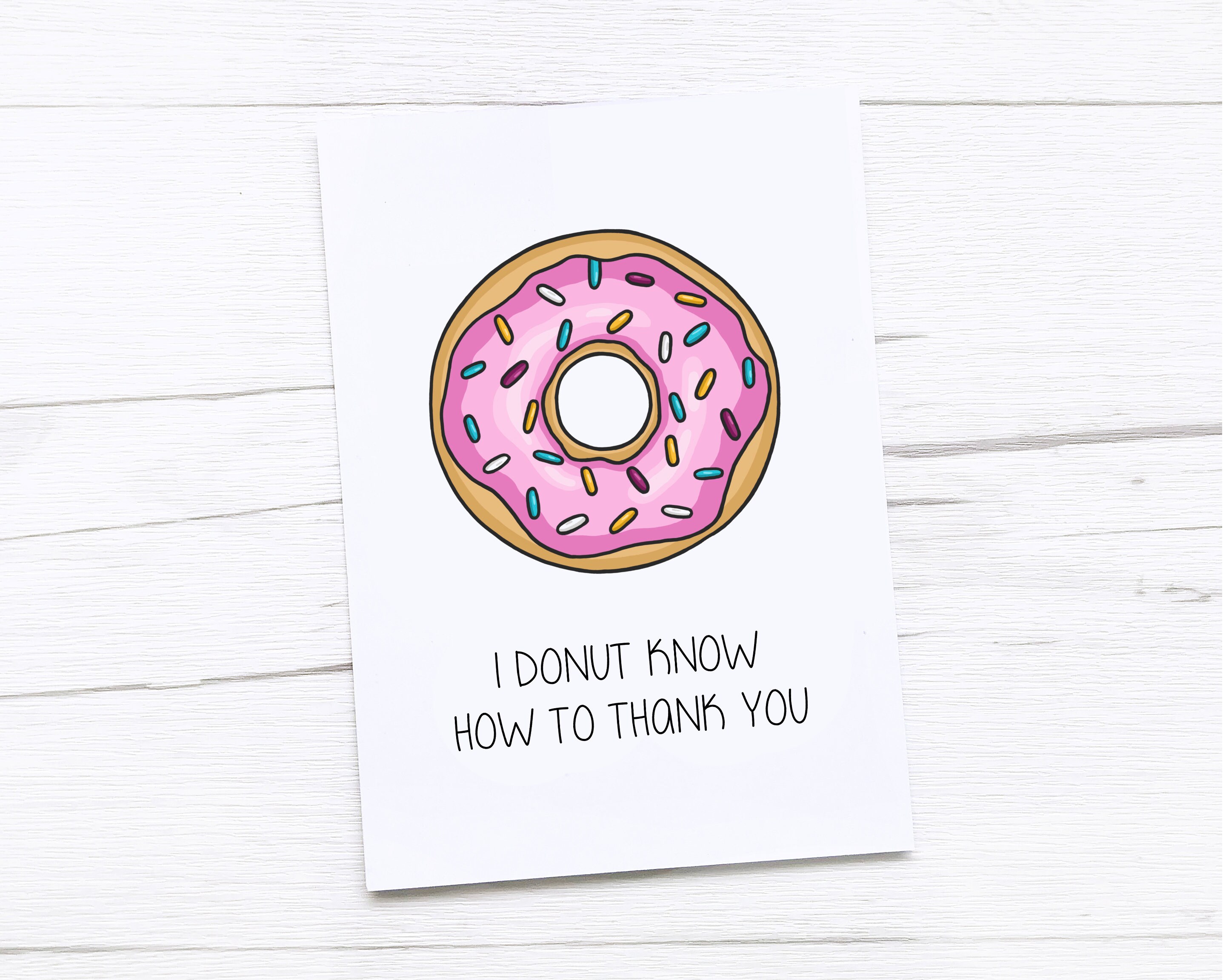 Thank You Card | Thanks Card | Donut - Etsy