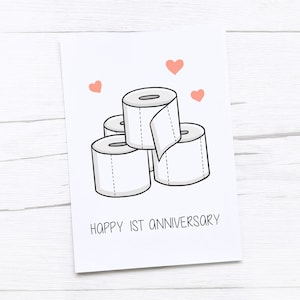Feliz 1er Aniversario Tarjeta / Aniversario de Papel / Primera Tarjeta de Aniversario de Boda / Papel Higiénico