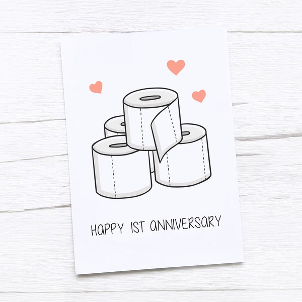 Happy 1st Anniversary Card | Paper Anniversary | First Wedding Anniversary Card | Toilet Roll