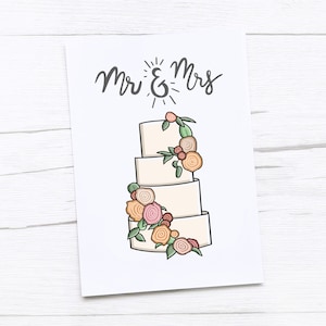 Carte de mariage | Carte de félicitations | Gâteau de mariage | Monsieur et Madame