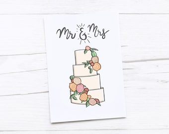 Wedding Card | Congratulations Card | Wedding Cake | Mr and Mrs