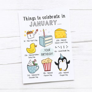 Tarjeta de cumpleaños de enero / Nacido en enero / Cumpleaños de enero
