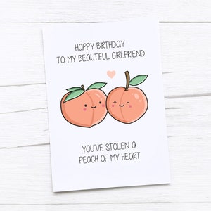 Happy Birthday Card Girlfriend | Girlfriend Birthday Card | Cute Girlfriend Birthday Gift | Girlfriend Card | Peach
