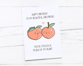 Tarjeta de feliz cumpleaños novia / tarjeta de cumpleaños de novia / lindo regalo de cumpleaños de novia / tarjeta de novia / melocotón