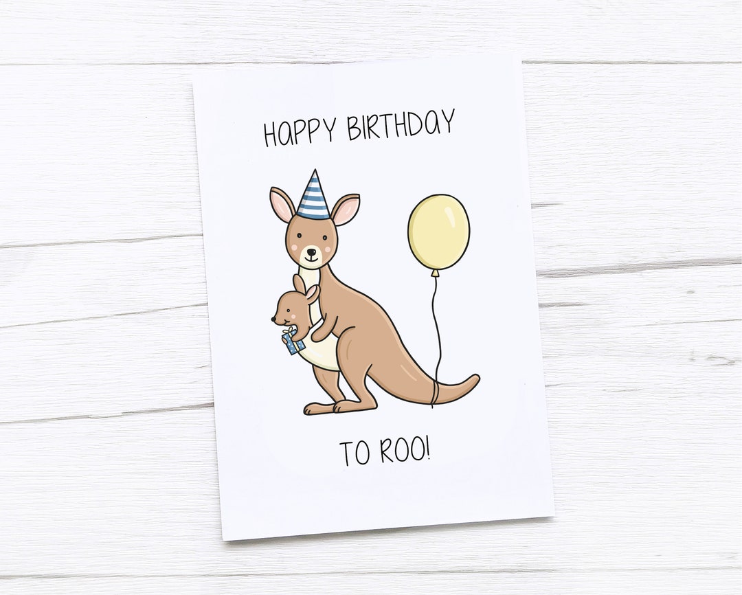 Happy Birthday Card Kangaroo Birthday Card Cute Birthday Etsy UK