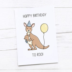 Tarjeta de feliz cumpleaños / Tarjeta de cumpleaños de canguro / Cumpleaños lindo / Canguro