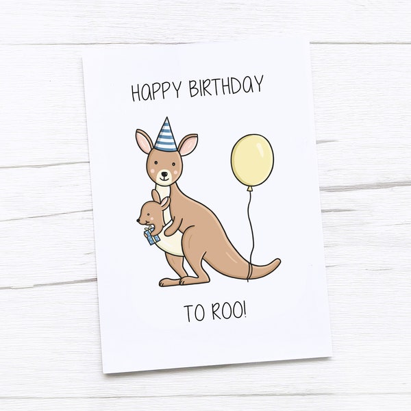 Happy Birthday Card | Kangaroo Birthday Card | Cute Birthday | Kangaroo