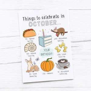 Tarjeta de cumpleaños de octubre / Nacido en octubre / Cumpleaños de octubre