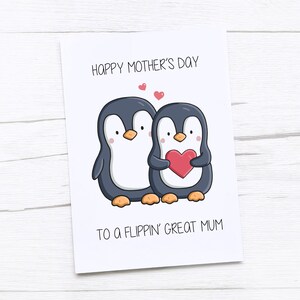 Tarjeta feliz del Día de la Madre / Día de la Madre / Tarjeta de mamá / Pingüino / Flippin Gran Mamá