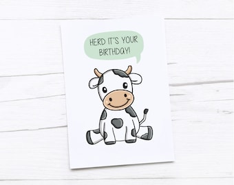 Happy Birthday Card | Herd It's Your Birthday | Cow