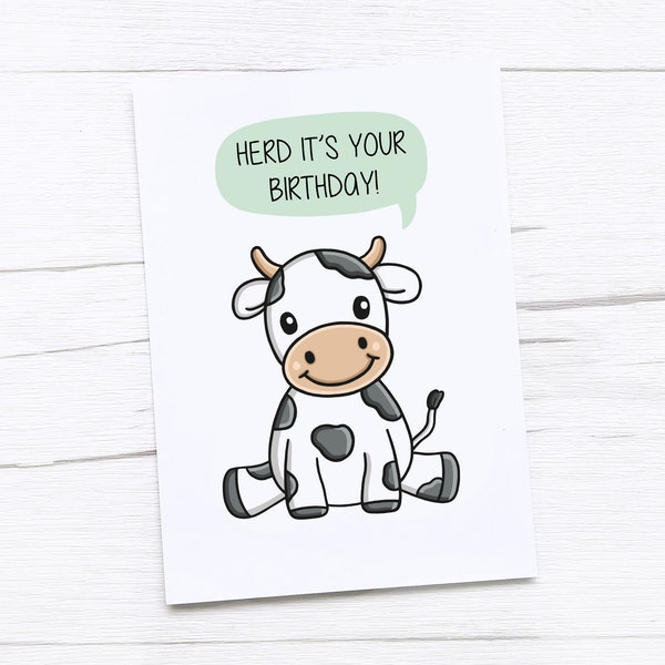 Happy Birthday Card | Herd It's Your Birthday | Cow