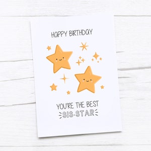 Tarjeta de feliz cumpleaños hermana / tarjeta de cumpleaños de la hermana / regalo de cumpleaños de la hermana divertida / tarjeta de la hermana / estrella
