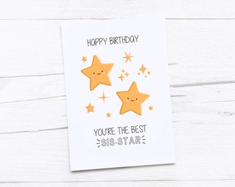 Carte de joyeux anniversaire soeur | carte d'anniversaire de soeur | Cadeau d'anniversaire drôle de soeur | soeur carte | Étoile