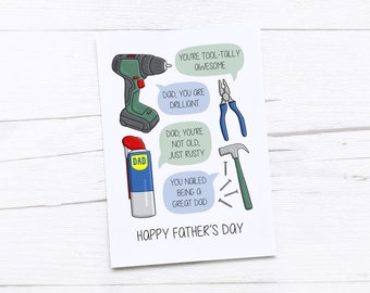Happy Fathers Day Card | Dad Card | Tools | DIY Dad | Tools Puns | Funny Father's Day Card