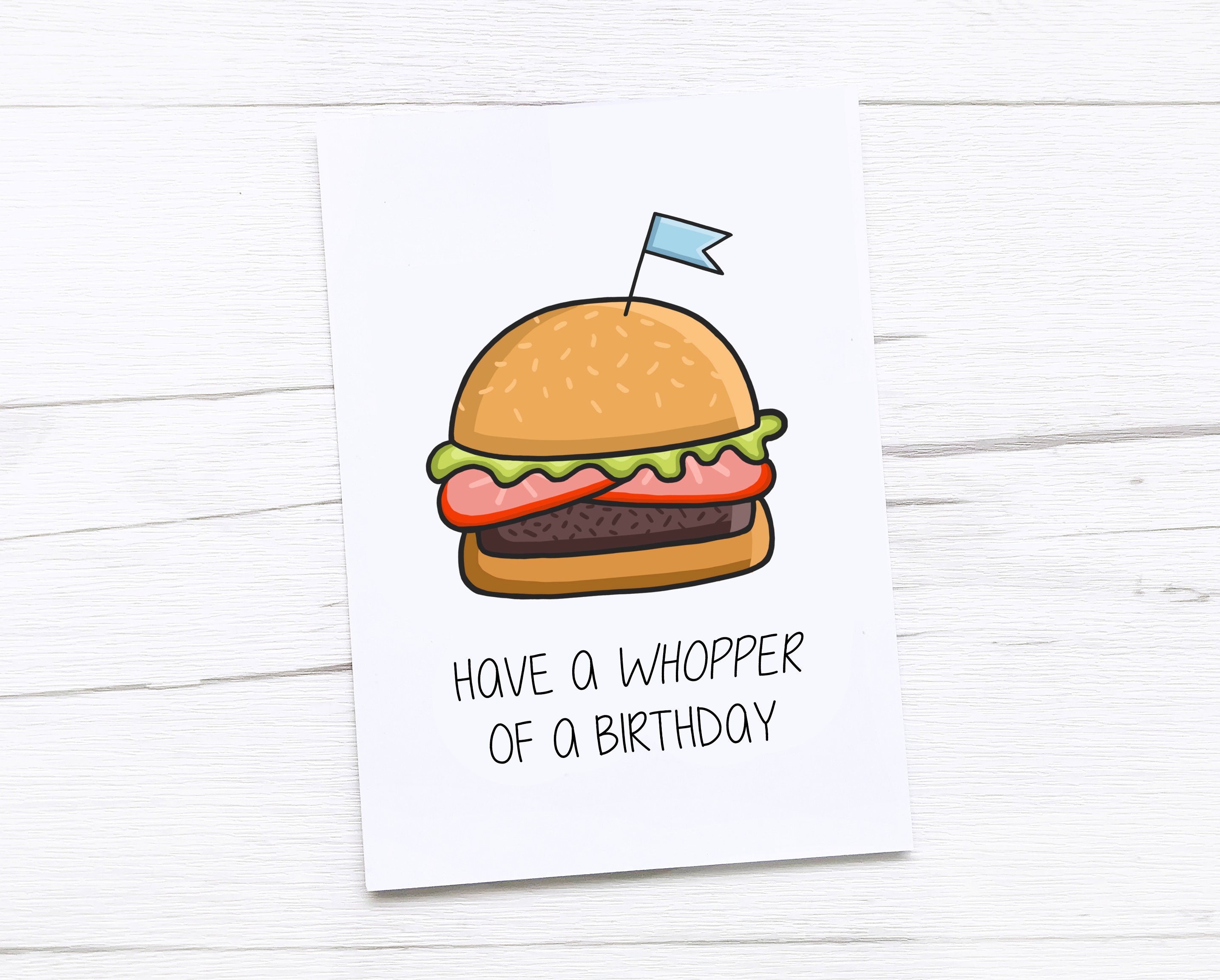 Happy Birthday Card Burger Whopper Etsy