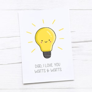 Gelukkige vaderdagkaart | Papa kaart | Vaderdagcadeau | Gloeilamp | Elektricien | Watt