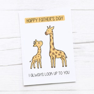 Carte de fête des pères heureux | Carte papa | Cadeau de la fête des Pères | Girafe | Admirez-vous