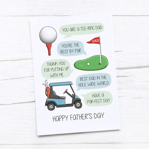 Carte de fête des pères heureux | Carte papa | Cadeau de la fête des Pères | Golf | Jeux de mots sur le golf