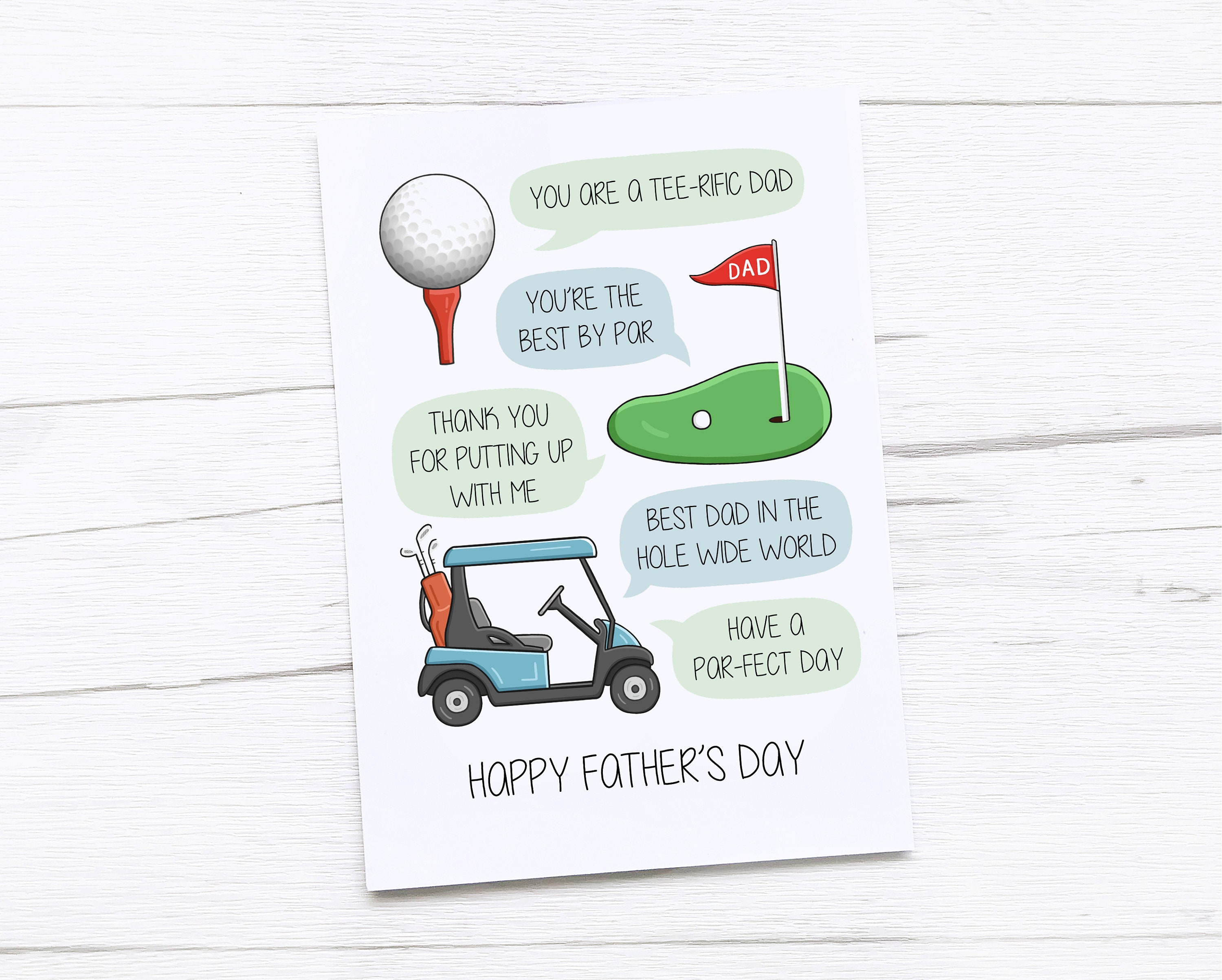 Happy Fathers Day Card Dad Card Father's Day Gift Golf