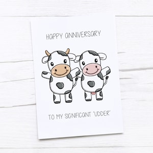 Biglietto di auguri per l'anniversario / Mucca / Altro significativo