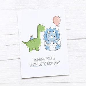 Happy Birthday Card | Dinosaur Birthday Card | Children&#39;s Birthday Card | Birthday Card for Kid