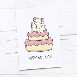 Carte de joyeux anniversaire | Gâteau | Souris