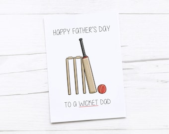 Tarjeta del Día del Padre Feliz / Tarjeta de Papá / Regalo del Día del Padre / Wicket / Cricket