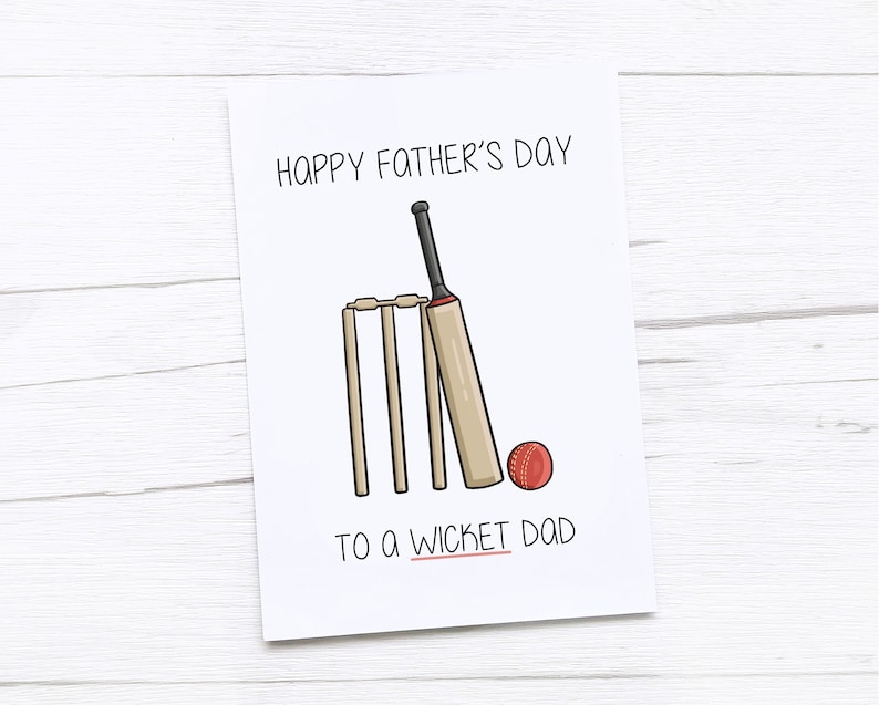 Happy Fathers Day Card Dad Card Fathers Day Gift Wicket Cricket image 1