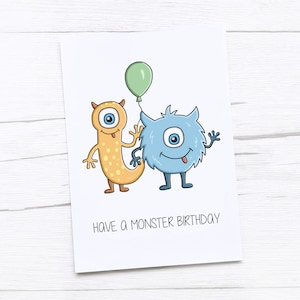 Alles Gute zum Geburtstag Karte | Monster Geburtstagskarte | Kindergeburtstagskarte | Geburtstagskarte für Kind