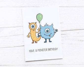 Happy Birthday Card | Monster Birthday Card | Children's Birthday Card | Birthday Card for Kid