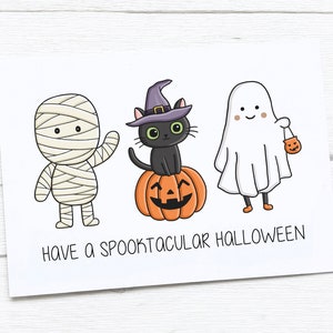 Bonne carte d'Halloween | Halloween fantasmagorique | Maman | Chat noir | Fantôme