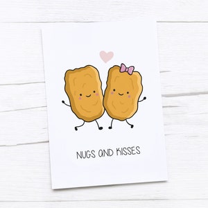 Biglietto di buon anniversario/pepite di pollo/noci e baci/buon San Valentino/biglietto di San Valentino