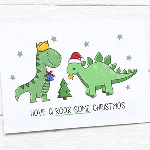 Cartão de Natal feliz | Feliz Natal | Dinossauro