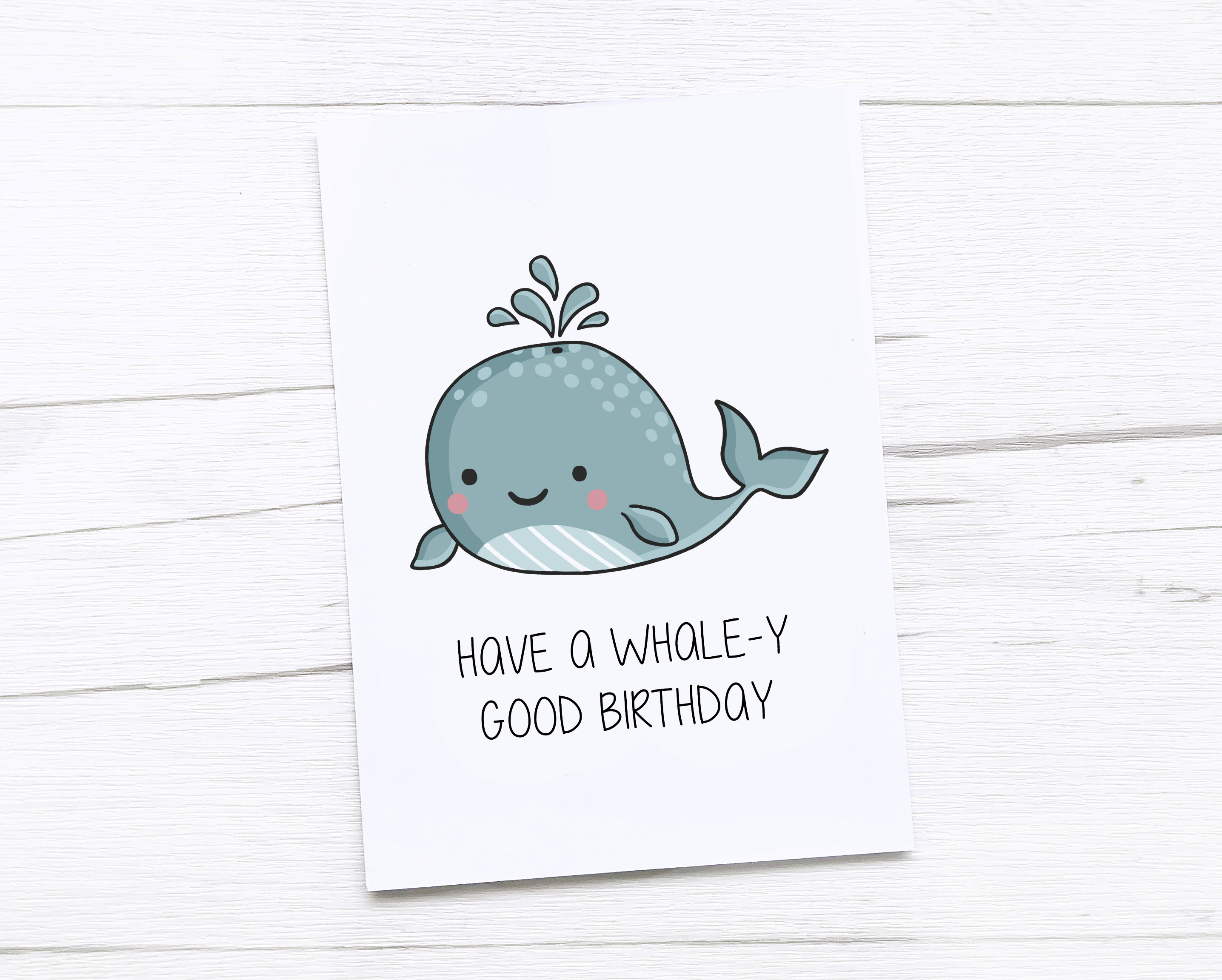 Happy Birthday Card Whale Etsy