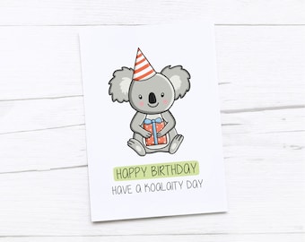 12 Biglietti D'Invito Di Compleanno Per Bambini Con Tema Koala + 12 Buste Adesive - Fatti In Germania