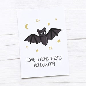 Bonne carte d'Halloween | Fang-Tastic Halloween | Chauve souris