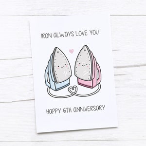 Happy 6th Anniversary Card Iron Anniversary Sixth Wedding Anniversary Card Iron image 1