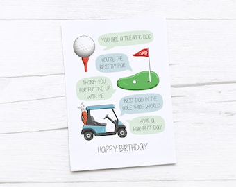Happy Birthday Card for Dad | Dad Birthday Card | Birthday Gift | Golf | Golf Puns | Dad Golf