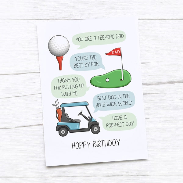 Happy Birthday Card for Dad | Dad Birthday Card | Birthday Gift | Golf | Golf Puns | Dad Golf