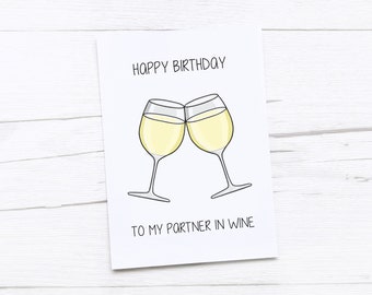 Happy Birthday Card | Wine | Partner in Crime | Friend