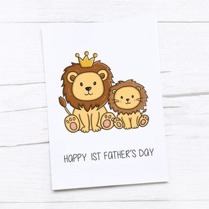 Carte de fête des pères heureux | Carte papa | Cadeau de la fête des Pères | 1ère Fête des Pères | Première fête des pères | Lion
