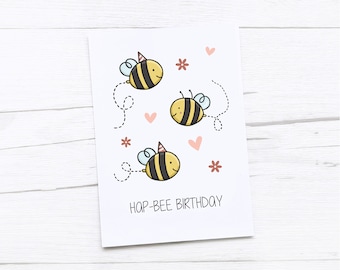 Happy Birthday Card | Bee Birthday Card | Bee Illustration