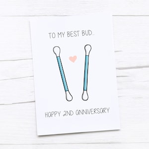 Happy 2nd Anniversary Card | Cotton Anniversary | Second Wedding Anniversary Card | Cotton Bud