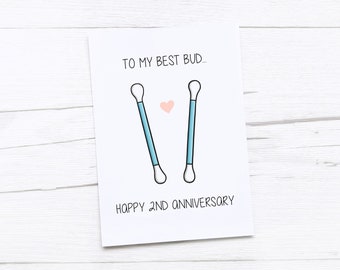 Happy 2nd Anniversary Card | Cotton Anniversary | Second Wedding Anniversary Card | Cotton Bud
