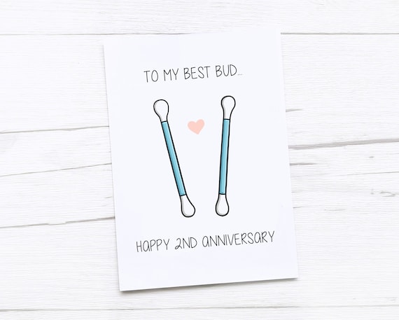 Happy 2nd Anniversary Card | Cotton Anniversary | Second Wedding Anniversary Card | Cotton Bud